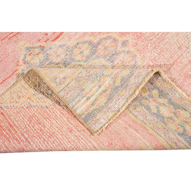 Shabby Chic Vintage Turkish Geometric Wool Runner For Sale - Image 4 of 13