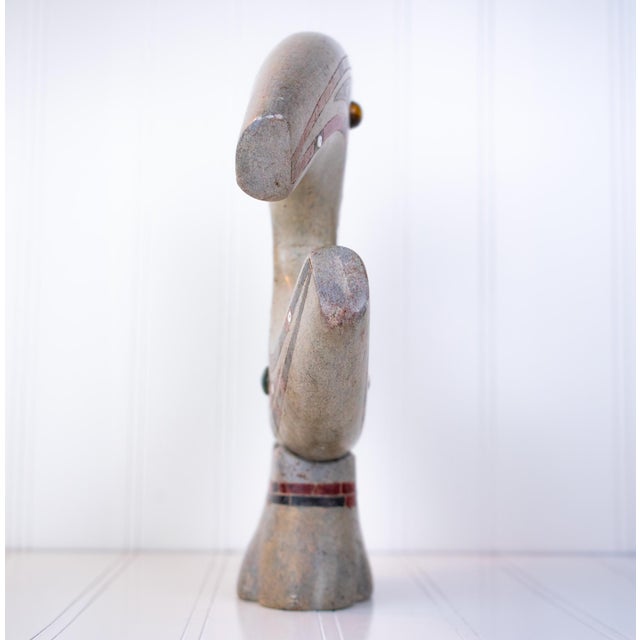 1980s Listed Artist Gerard Tsonakwa Abstract Mixed-Media Soapstone Sculpture (1984) For Sale - Image 5 of 18