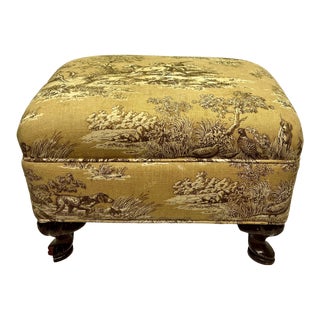 Early 20th Century Dog Hunt Scene Upholstered Footstool For Sale