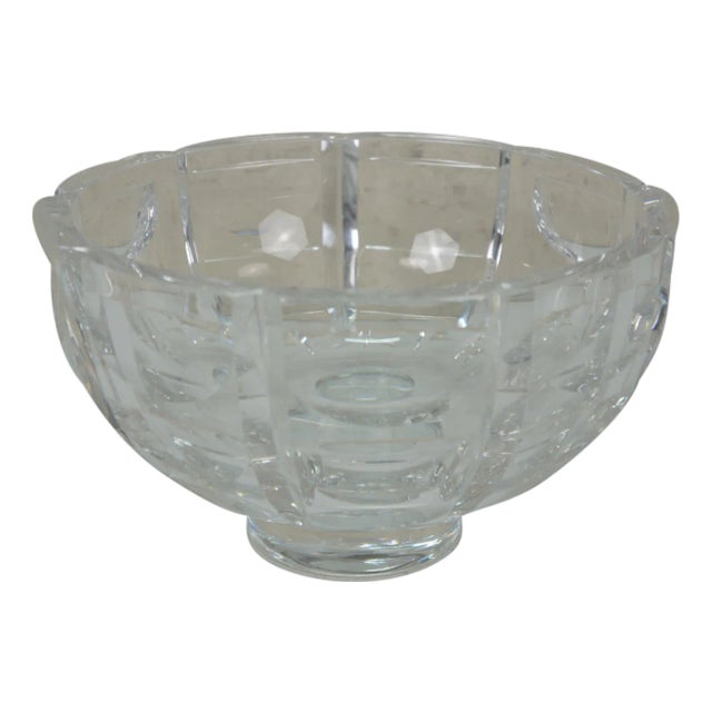 Mid 20th Century Orrefors Simon Gate Thousand Windows Large Cut Crystal Nut Bowl Compote 8.5" For Sale