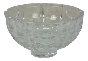 Mid 20th Century Orrefors Simon Gate Thousand Windows Large Cut Crystal Nut Bowl Compote 8.5"