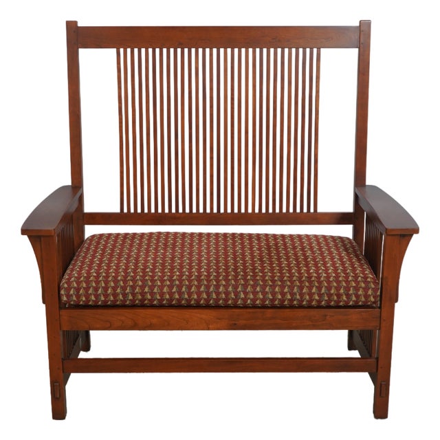 Stickley Mission Cherry Spindle Back Settee For Sale