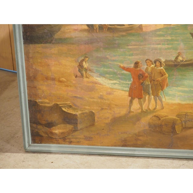 19th Century 19th Century French Seaport Oil Painting After Claude Lorrain, 60.4 X 74.3 In For Sale - Image 5 of 18