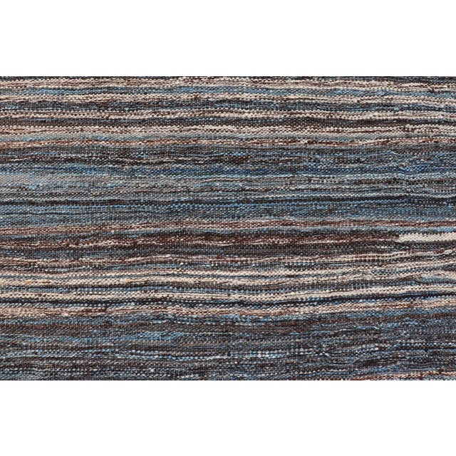 Textile Modern Afghan Kilim Rug by Keivan Woven Arts, Handwoven Wool, Blue 9'0 X 12'2 For Sale - Image 7 of 11