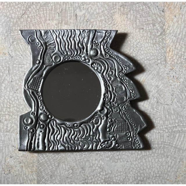 Small Brutalist Metal Wall Mirror By Don Drumm, Signed, Late 20Th Century For Sale In Los Angeles - Image 6 of 10
