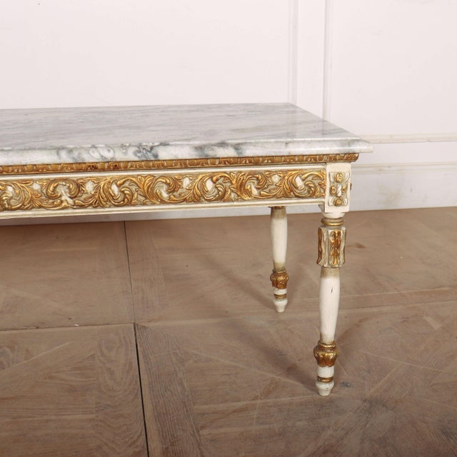 French Decorated Marble Topped Coffee Table, 1920s For Sale - Image 9 of 11