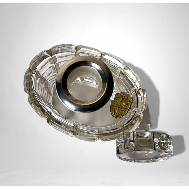 Mid 20th Century Art Deco Cut Crystal Decanter With 925 Silver Collar by Cacchione Milan For Sale - Image 9 of 18
