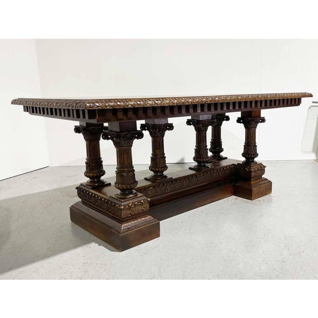 Antique Italian Renaissance Style Walnut Hand Carved 6 Column Library ...