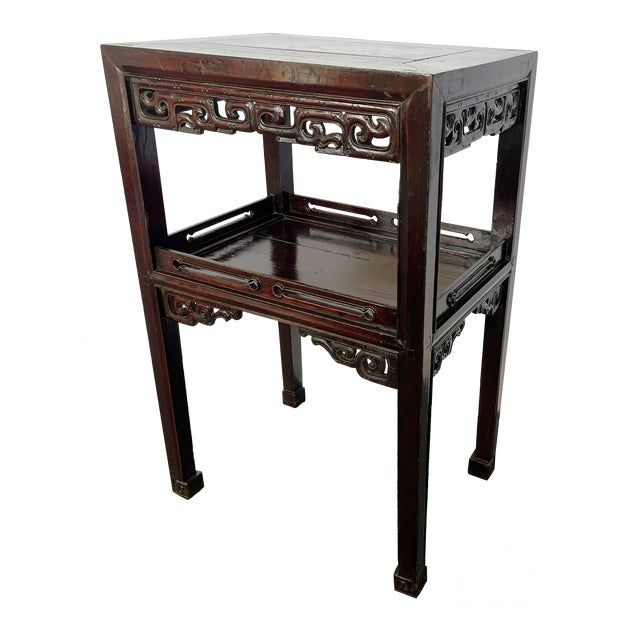 Antique Asian Carved Rosewood Side Table | Chairish