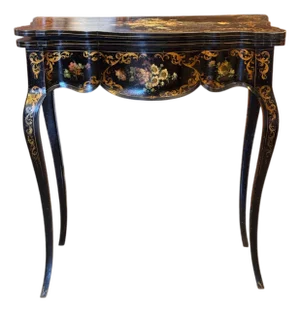 19th Century Black Lacquer Game Table