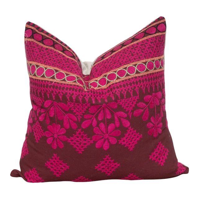 Rindu Embroidered Floral Pillow For Sale