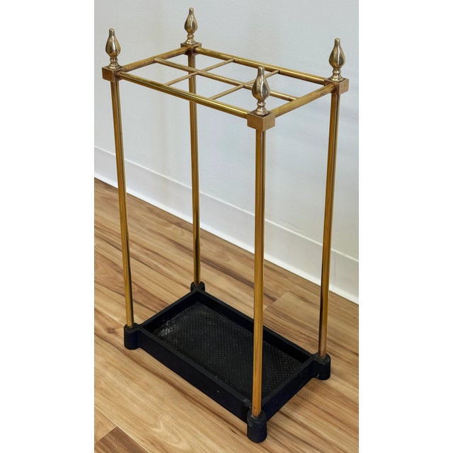 Early 20th Century Antique Early 20th Century Brass and Cast Iron Umbrella Stand For Sale - Image 5 of 8