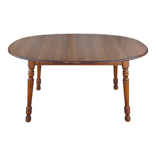 1960s Tell City Chair Co. Hard Rock Maple Colonial Style Round Extendable Dining Table For Sale