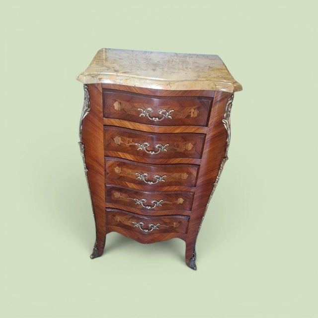 Brown Vintage Louis XV Style Chest of Drawers, 1960 For Sale - Image 8 of 8