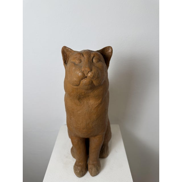 Montelupo Fiorentino Tuscan Artist, Sculpture of a Seated Cat, 19th Century, Terracotta For Sale - Image 4 of 18