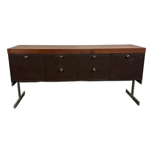 Peerless Steel Equipment Co. Walnut and Steel Credenza For Sale