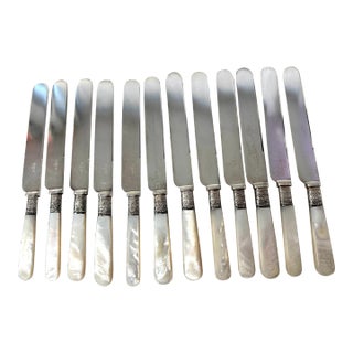 Set of 12 Vintage Mother of Pearl Knives For Sale