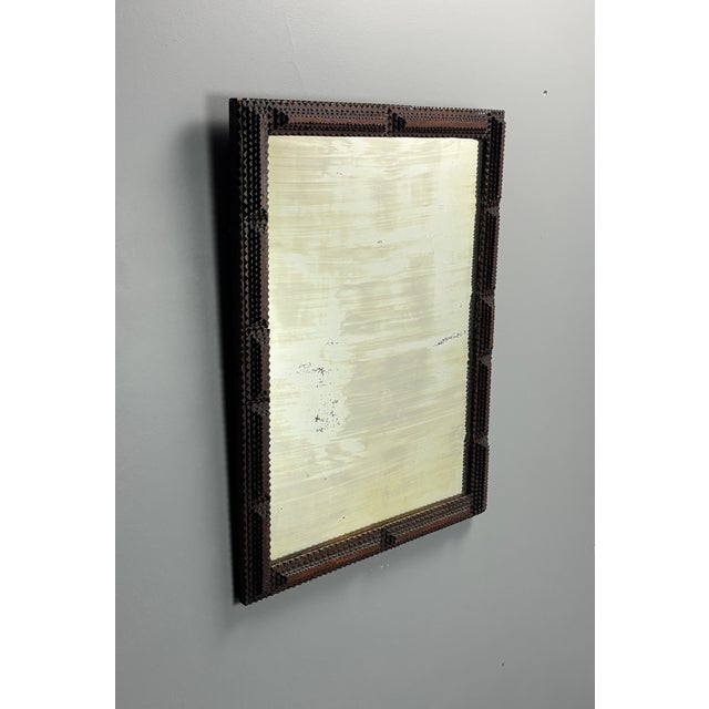 Antique Tramp Art Folk Art Distressed Mirror, Belgian, 1890s For Sale - Image 12 of 17