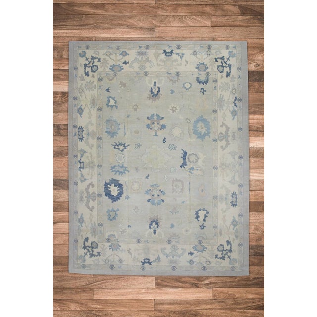 Textile Oriental Hand Knotted Rug Turkish Oushak 11'7" x 15'4" For Sale - Image 7 of 7