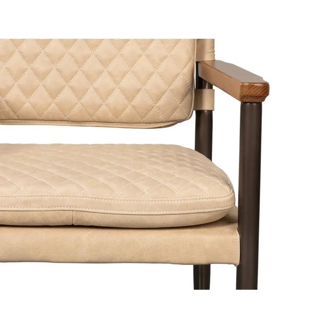 Cream Mid-Century Modern Leather Armchair - Cappuccino Cream For Sale - Image 8 of 12