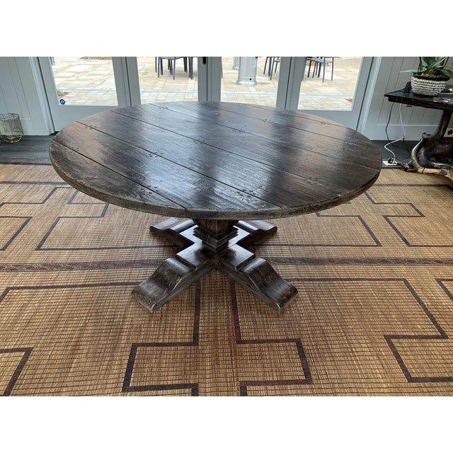 Round Black Oak Dining Table Chairish