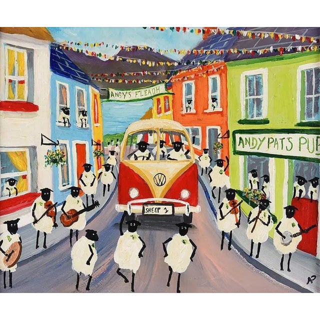 Sheep in a Vw Split Screen Camper Van Celebrating St Patricks Day in Ireland For Sale - Image 4 of 5