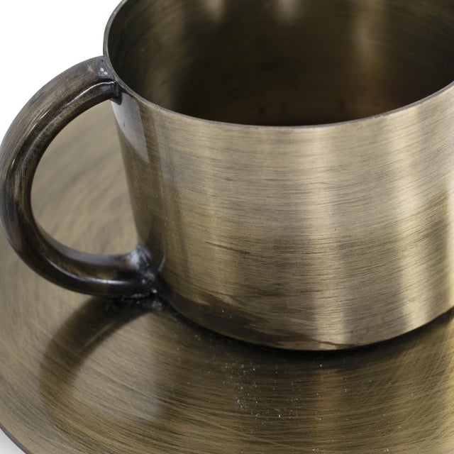 Italo Short Antique Brass Candle Holder with Handle For Sale In Chicago - Image 6 of 11