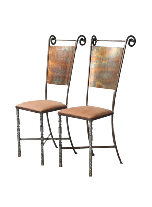 Wrought Iron Dining Chairs, Set of 8