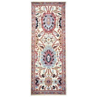 Afghan Sultanabad Wool 3x7 Blue, Ivory & Rust Handmade Area Rug #1143663 For Sale