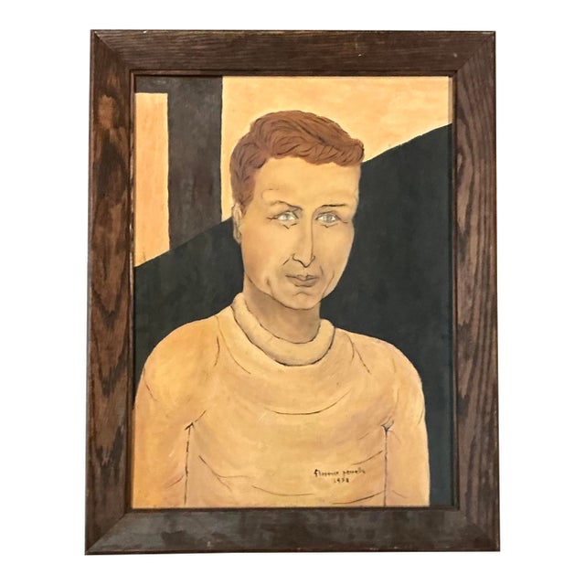 Vintage Boho 1958 Original Portrait of Man For Sale