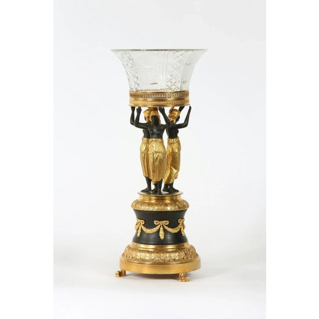 Gold Empire Style Two Tone Gilt Pedestal / Cut Glass Tazza For Sale - Image 8 of 13