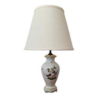 Vintage Herend Porcelain Table Lamp, Rothschild Bird Pattern, Mid-20th C. For Sale