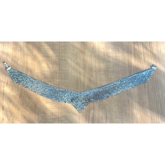 1970s 1970s Silver Metal Mesh Disco Collar Necklace For Sale - Image 5 of 5