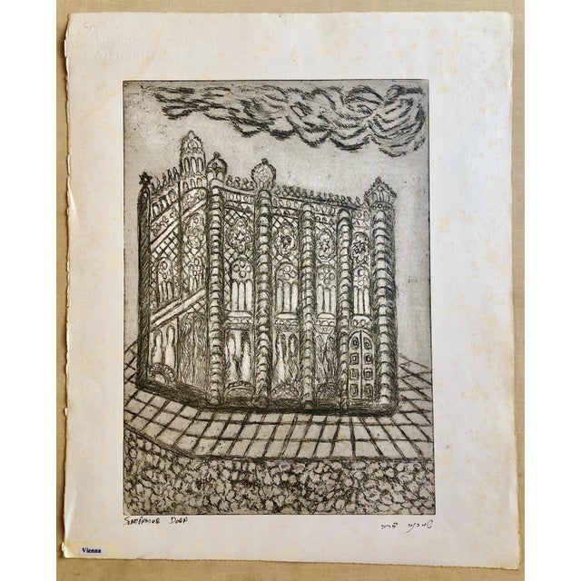 Printmaking Materials Dora Szampanier, Vienna Austria Jewish Memorial Etching Destroyed Synagogue Folk Art Judaica For Sale - Image 7 of 7