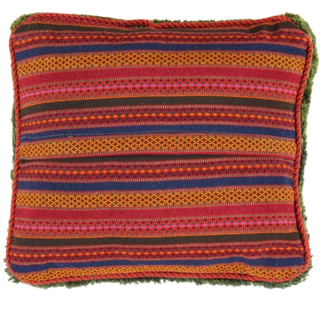 This Gabbeh pillow is made of high-quality LAMBS WOOL The piece was crafted with good workmanship. Gabbeh rugs are made by...