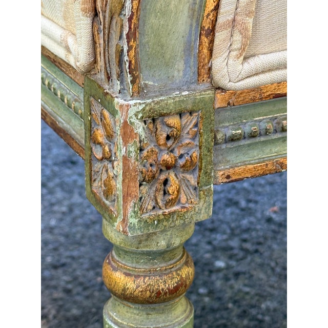 Vintage French Regency Parcel Gilt Upholstered Accent Armchair For Sale - Image 10 of 12