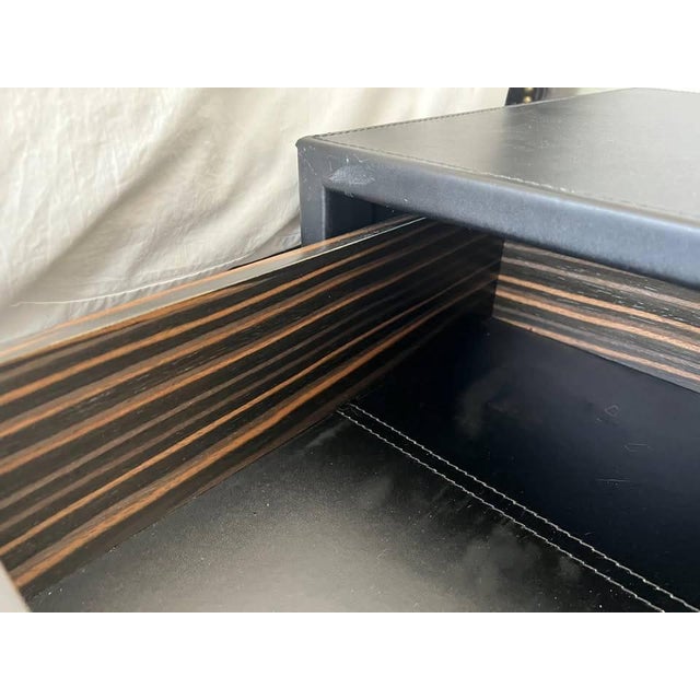Contemporary Cantoni Merit Black Leather Two-Drawer Nightstand For Sale - Image 3 of 4