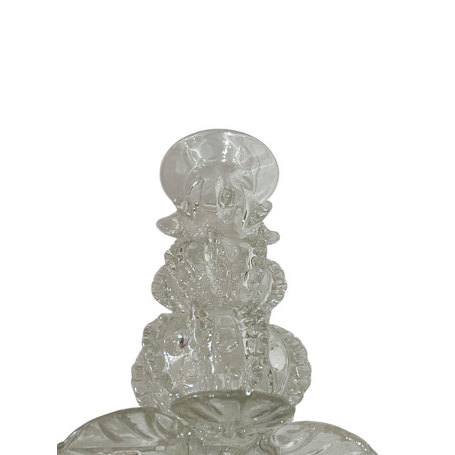 Vintage Handblown Venetian Clear Glass Candlestick For Sale - Image 6 of 7