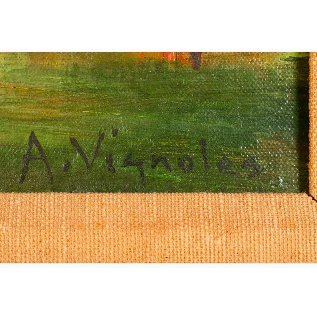André Vignoles, French Post Impressionist Oil Painting Andre Vignoles Wooded Landscape For Sale - Image 10 of 11