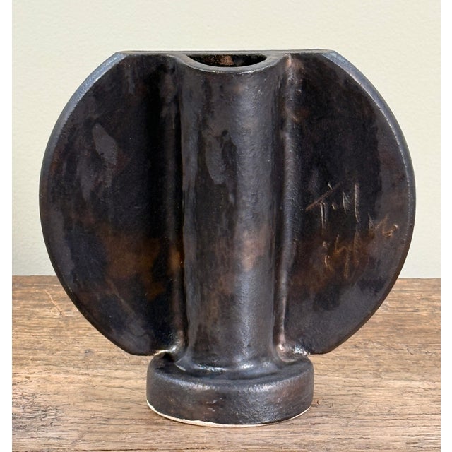 Canadian Studio Art Pottery Raku Stone Inset Ceramic Vase by Tim Isaac For Sale In Providence - Image 6 of 8
