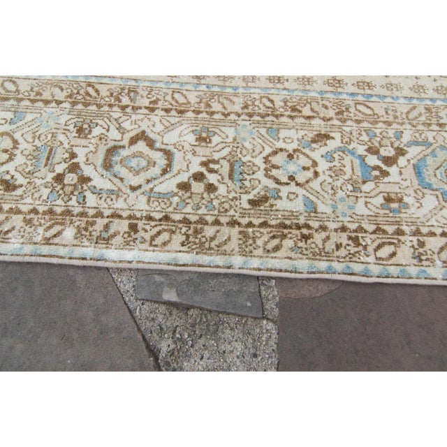 Champagne 1930s Vintage Champagne Blue Hand-Knotted Rug - 6’8” X 9’11” For Sale - Image 8 of 11