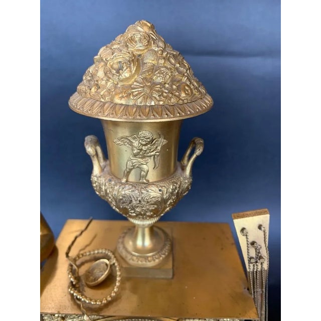 Late 19th Century 19th Century French Empire Dore Bronze Clock For Sale - Image 5 of 7