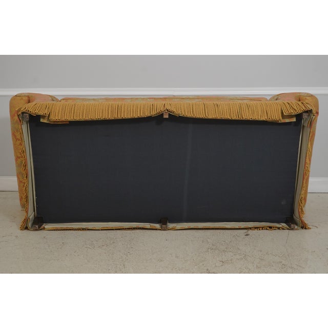 Baker Damask Upholstered Sofa W. Bullion Fringe For Sale - Image 17 of 18