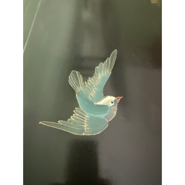 Authentic Vintage Shanghai Mid Century Chinese Black Laquer Mother of Pearl Sideboard For Sale - Image 12 of 15