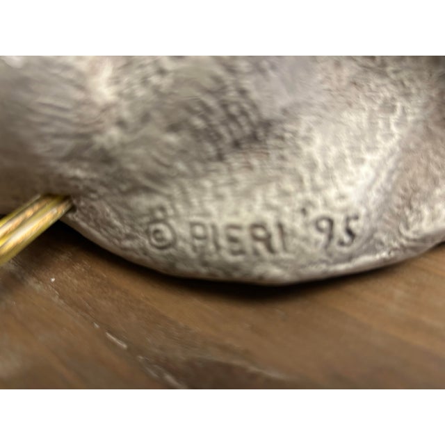 Sculpture Materials Authentic Tall “Pieri Tullio” 1995 Branded Pieri Creations “Draped Sack” Collectable Design Table Lamps- Pristine Pair With Original Shades For Sale - Image 7 of 11