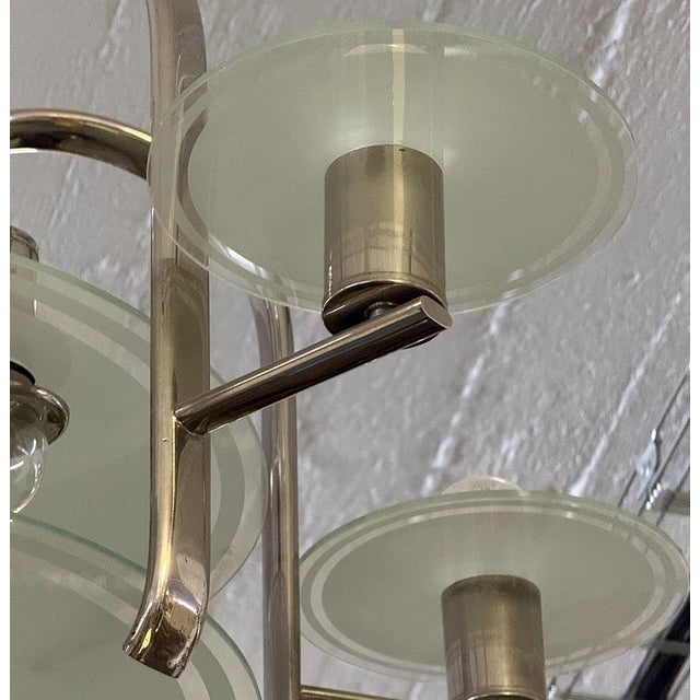 Vintage Bohemian Bauhaus Nickel Chandelier, 1932 For Sale - Image 4 of 6