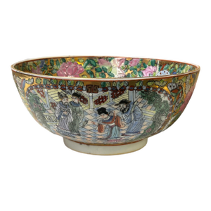 Chinese Vintage Famille Rose People Scenery Porcelain Art Bowl