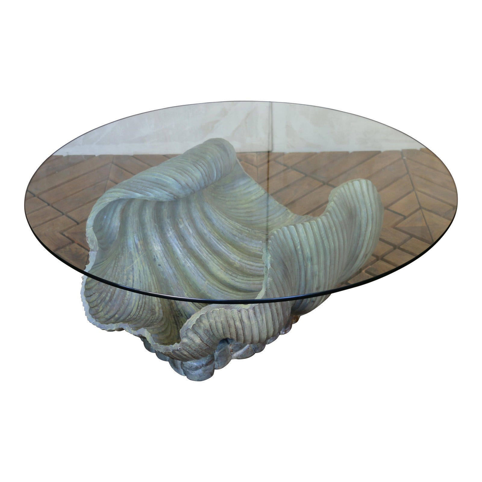 Vintage Italian Carved Wood Shell-Form Coffee Table With Glass Top ...