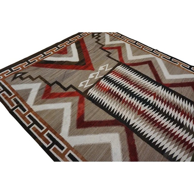 Camel 1930s Camel Field Antique Native American Tribal Geometric Flat Weave Kilim Rug For Sale - Image 8 of 10