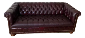 1990s Chesterfield Sofa Schafer Brothers Fine Leather Rolled Arms Tufted Seat Bordeaux